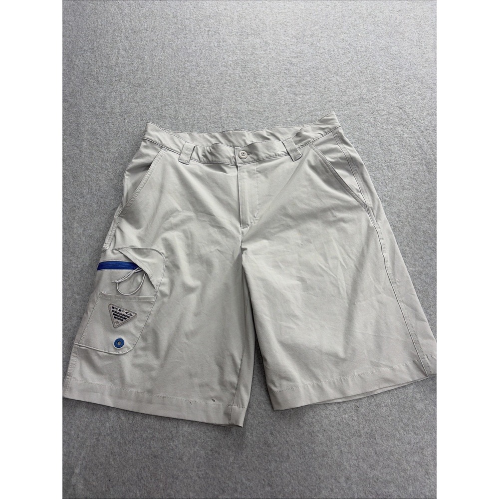 Columbia PFG Mens Shorts Gray Size 32 Terminal Tackle Cargo Short Omni-Shield